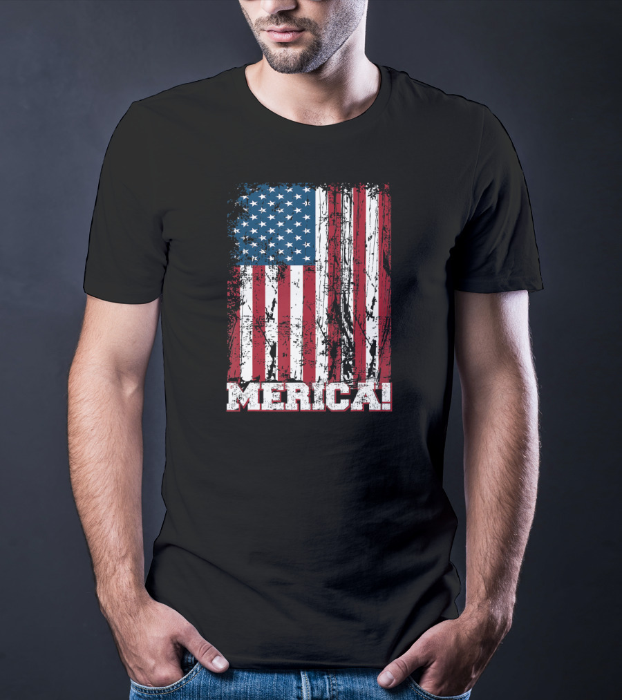 Merica American Flag Independence Day Patriotic T-Shirt