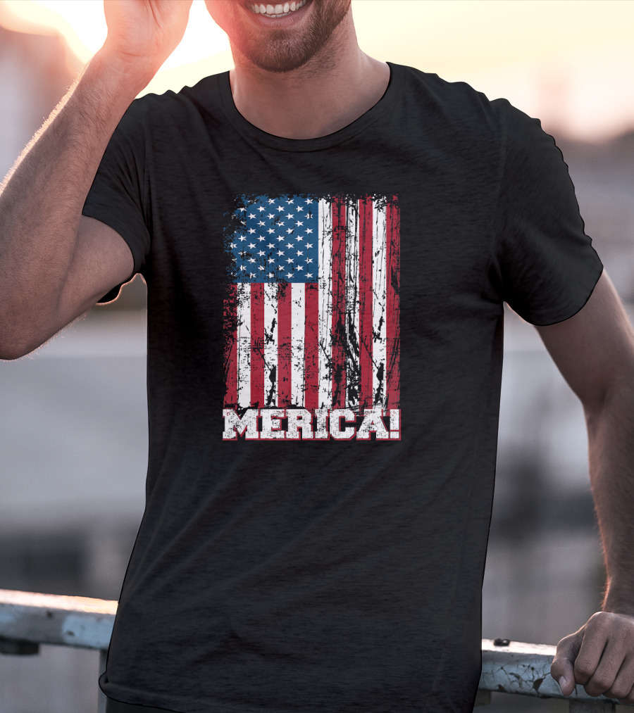 Merica American Flag Independence Day Patriotic T-Shirt