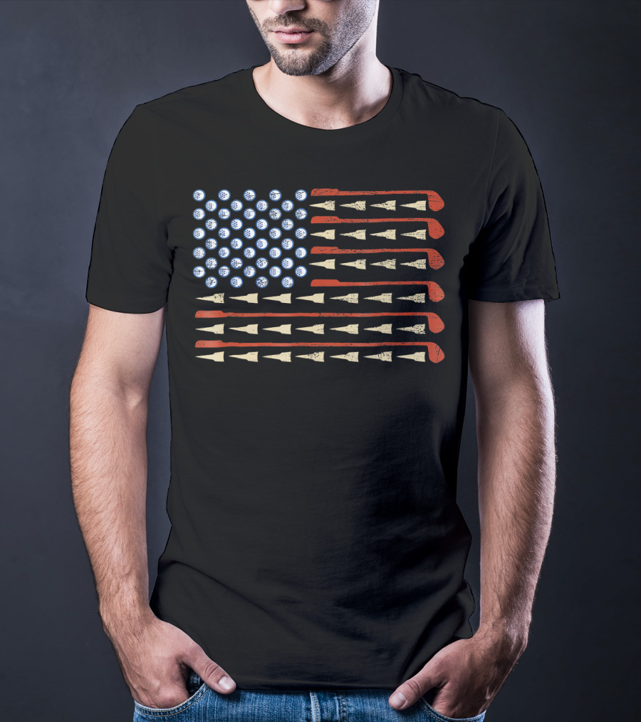 American Flag Golf Balls And Clubs Sports Humor T-Shirt