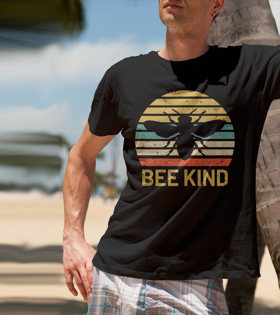 Bee Kind Vintage Style Honey Bee Silhouette Awareness T-Shirt