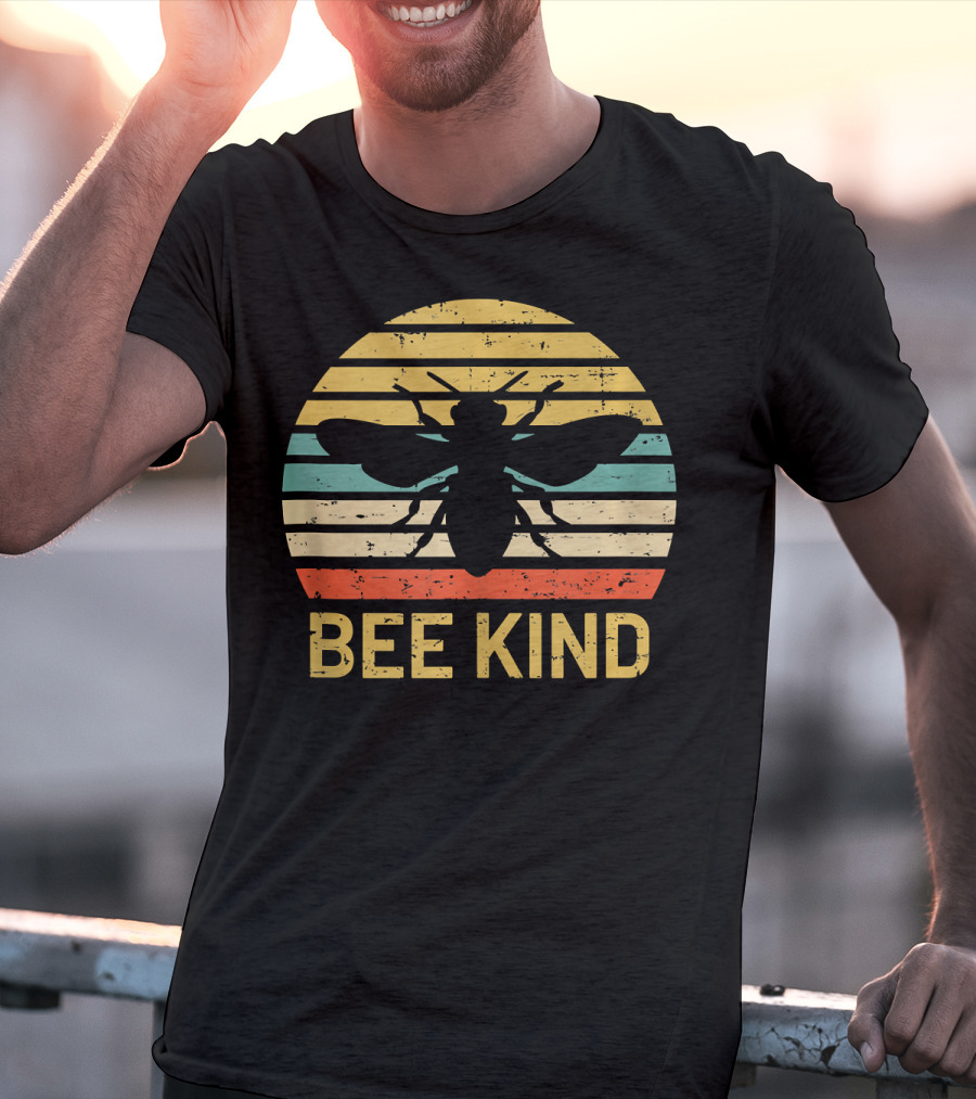 Bee Kind Vintage Style Honey Bee Silhouette Awareness T-Shirt