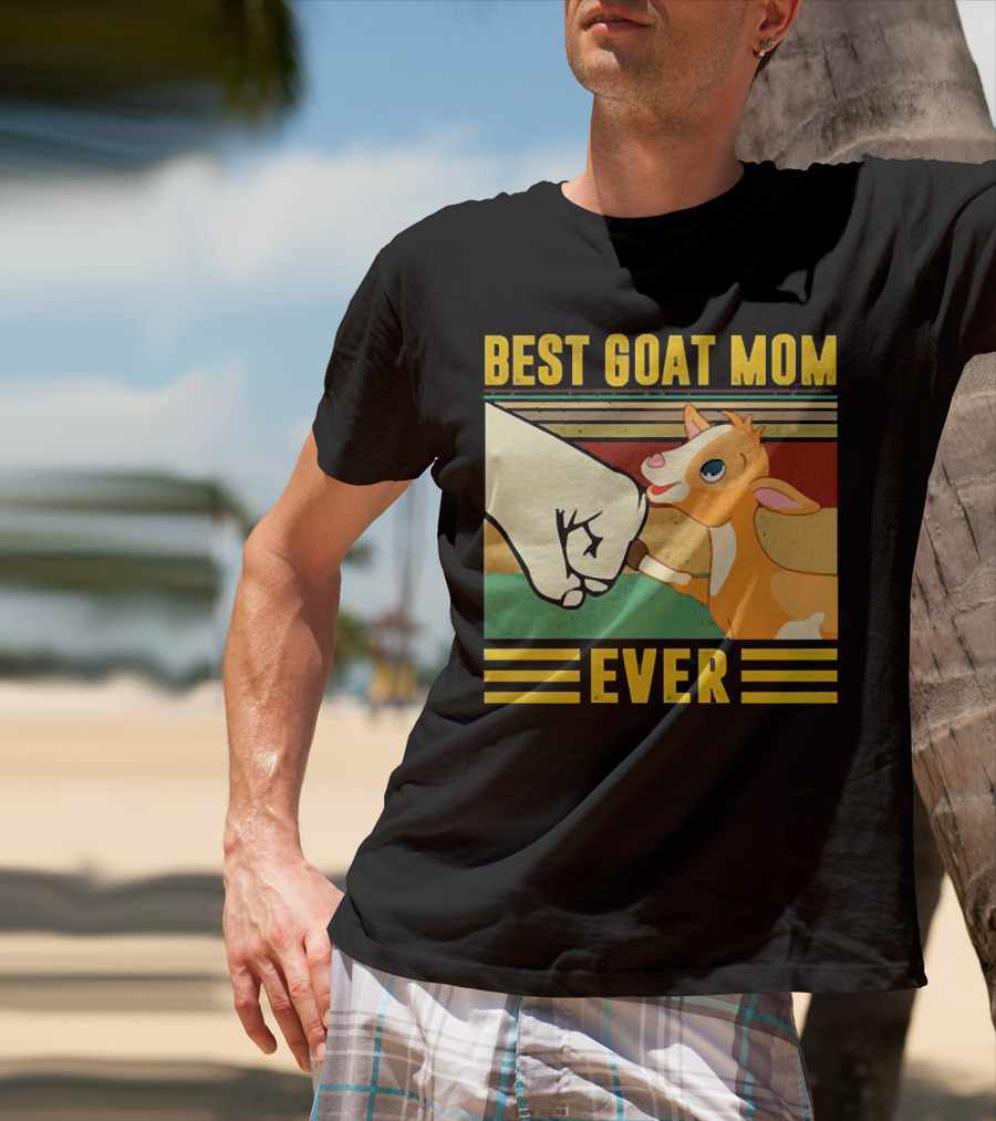 Best Goat Mom Ever Fist Bump With Adorable Cartoon Kid T-Shirt