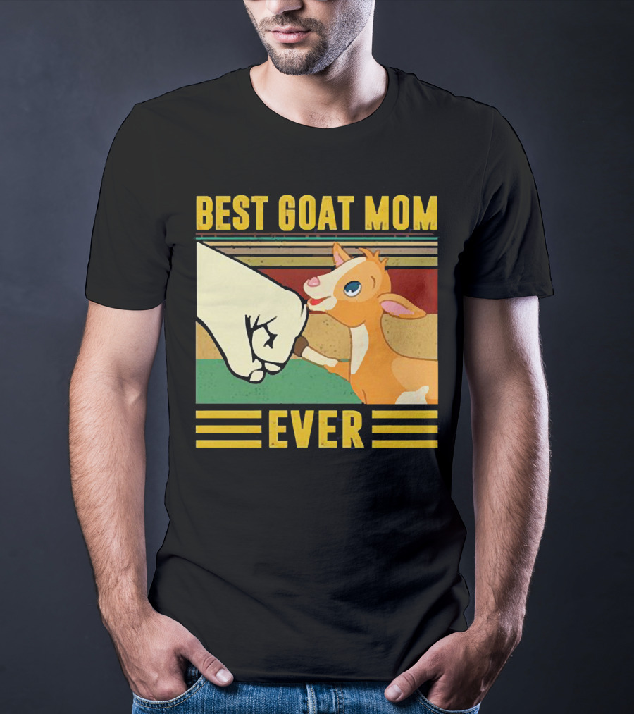Best Goat Mom Ever Fist Bump With Adorable Cartoon Kid T-Shirt