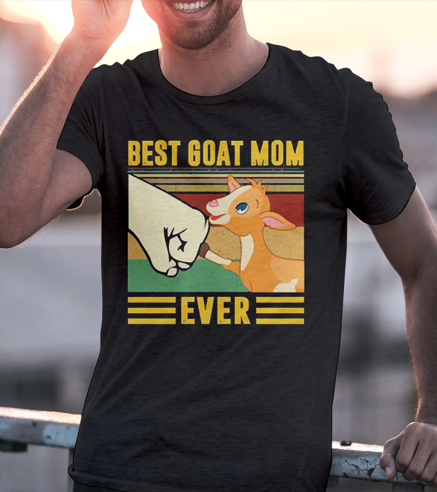 Best Goat Mom Ever Fist Bump With Adorable Cartoon Kid T-Shirt