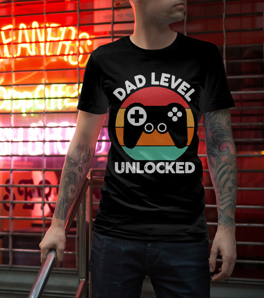 Dad Level Unlocked Vintage Version Gamer Control T-Shirt