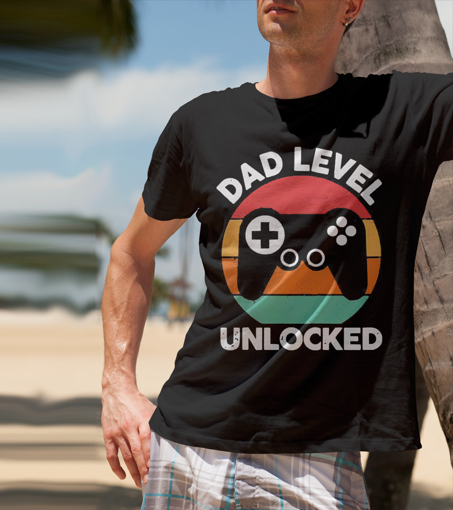 Dad Level Unlocked Vintage Version Gamer Control T-Shirt