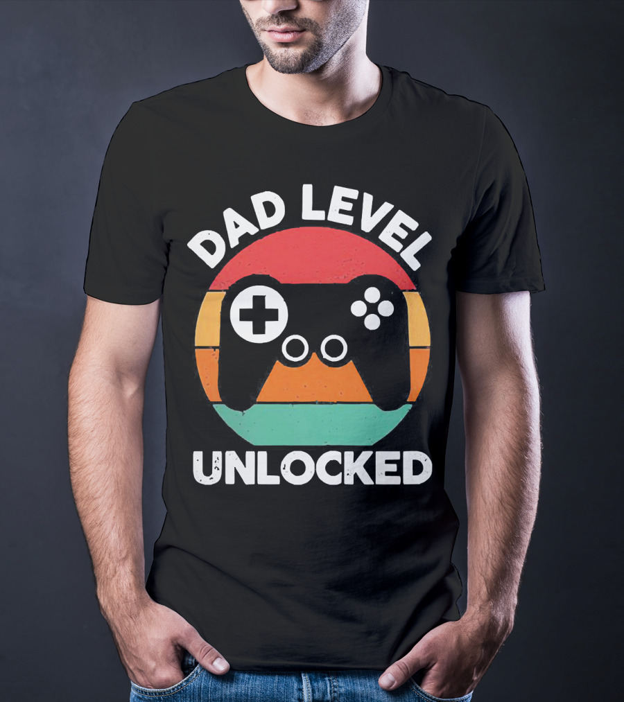 Dad Level Unlocked Vintage Version Gamer Control T-Shirt