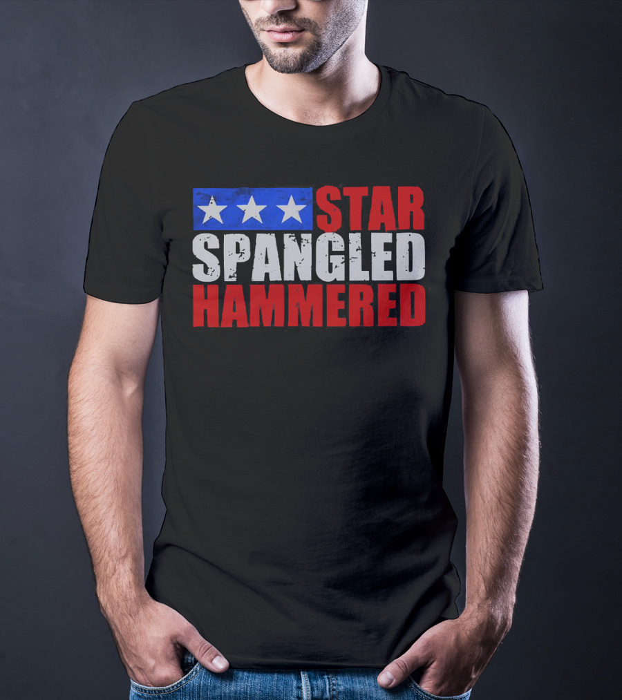 Star Spangled Hammered USA Patriotic Festival Party Wear T-Shirt
