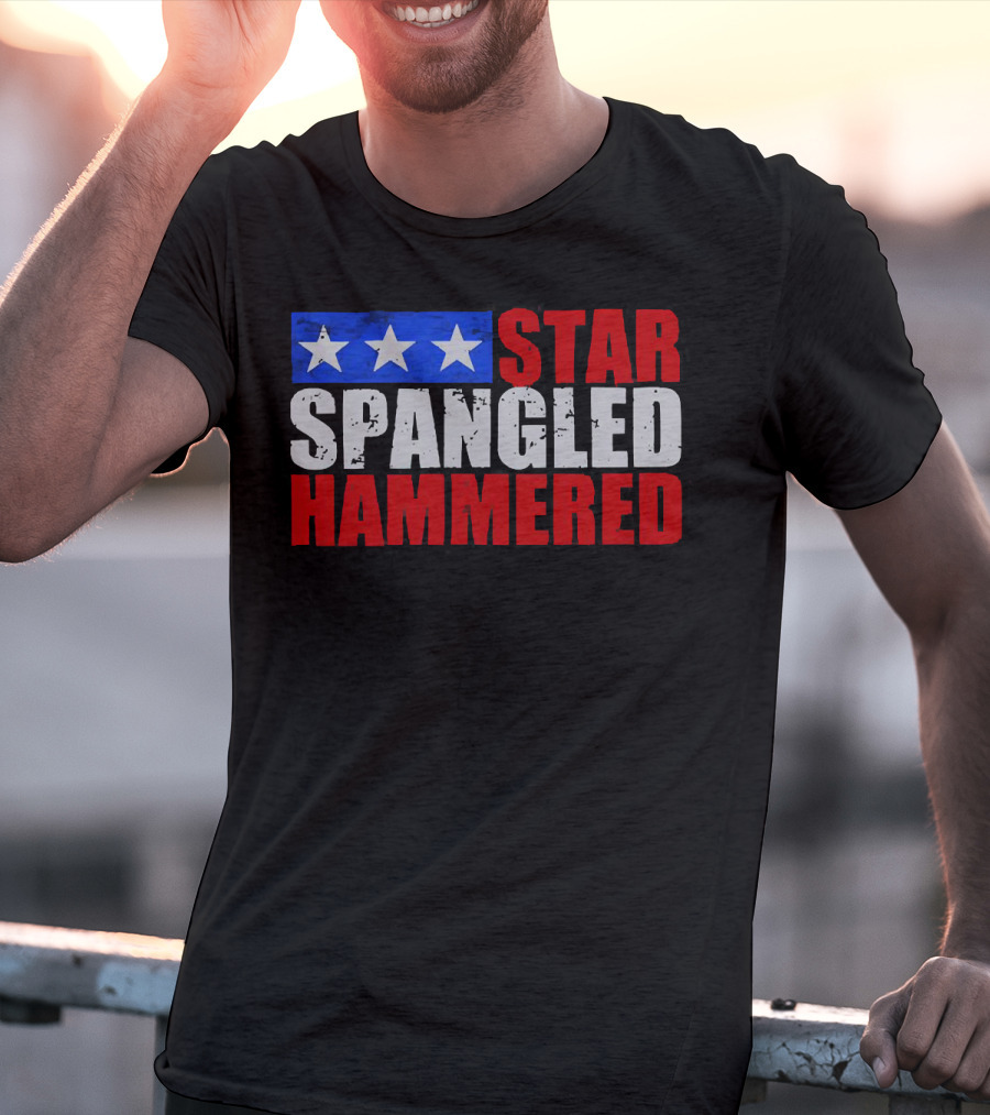 Star Spangled Hammered USA Patriotic Festival Party Wear T-Shirt