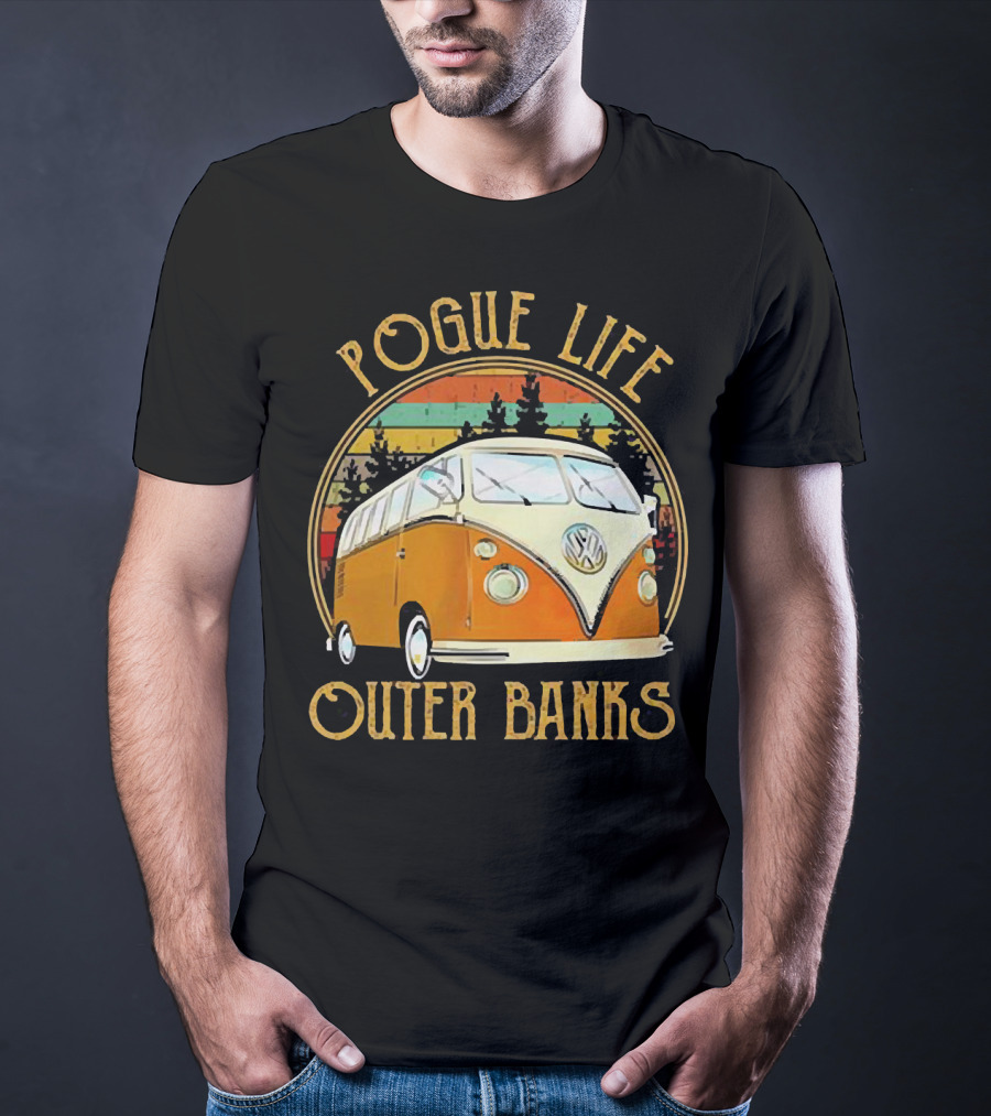 Pogue Life Outer Banks Volkswagen Vintage Van Retro Sunset T-Shirt