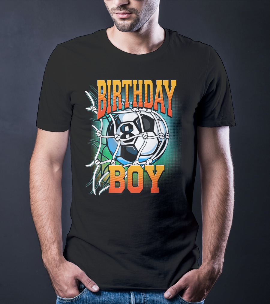Birthday Boy Soccer Eight 8 Year Old Birthday T-Shirt
