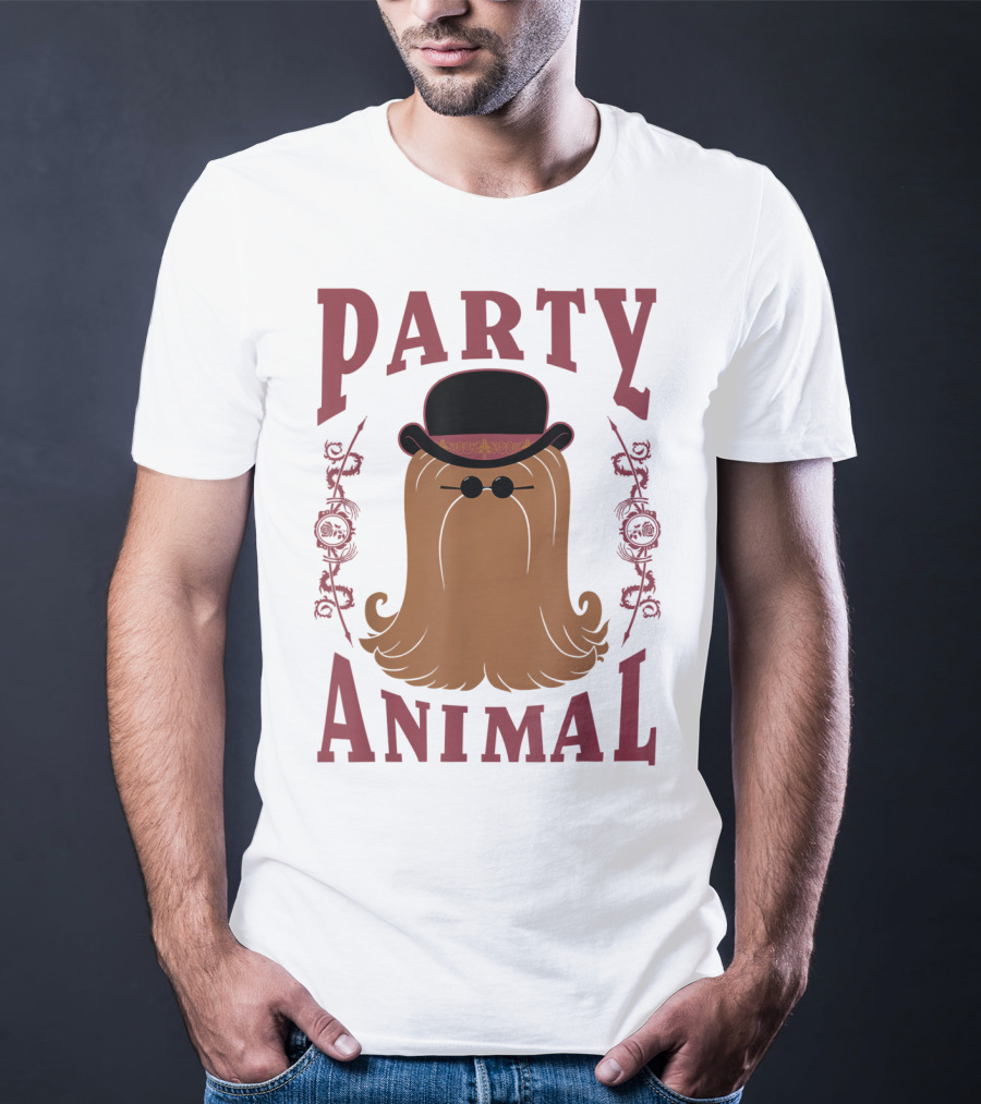 Addams Family Cousin It Party Animal Top Hat And Sunglasses T-Shirt