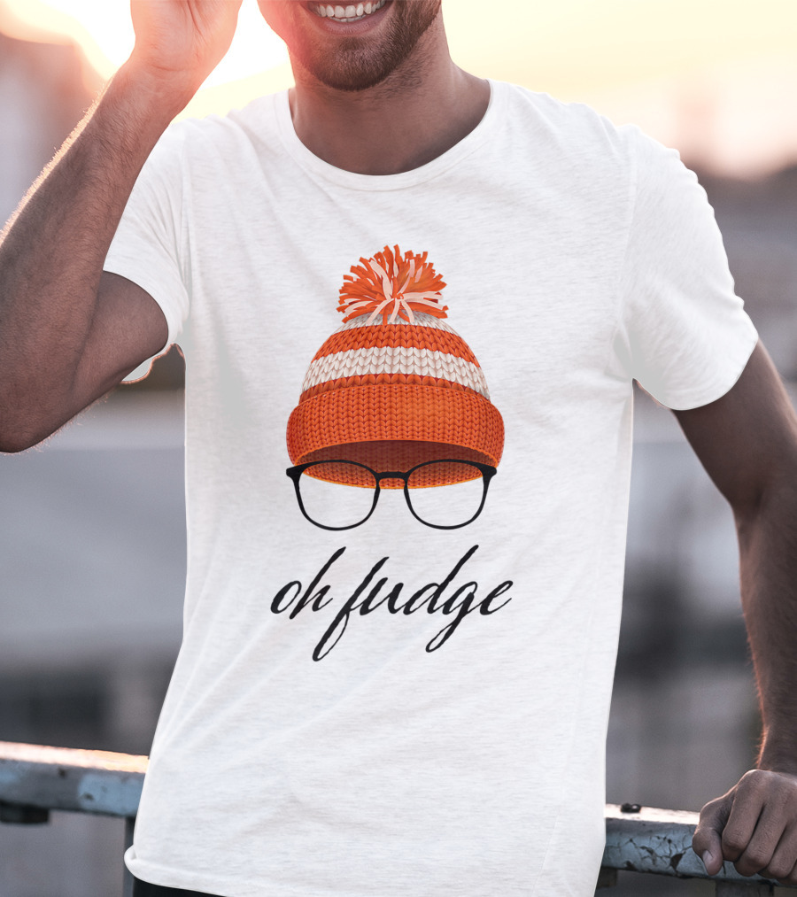 Oh Fudge Christmas Movie Orange Hat And Glasses T-Shirt