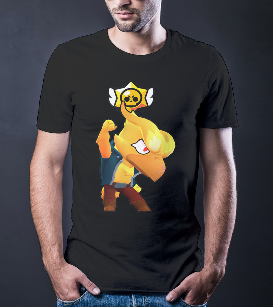 Brawl Stars Crow Character Icon With Skull Star Badge T-Shirt
