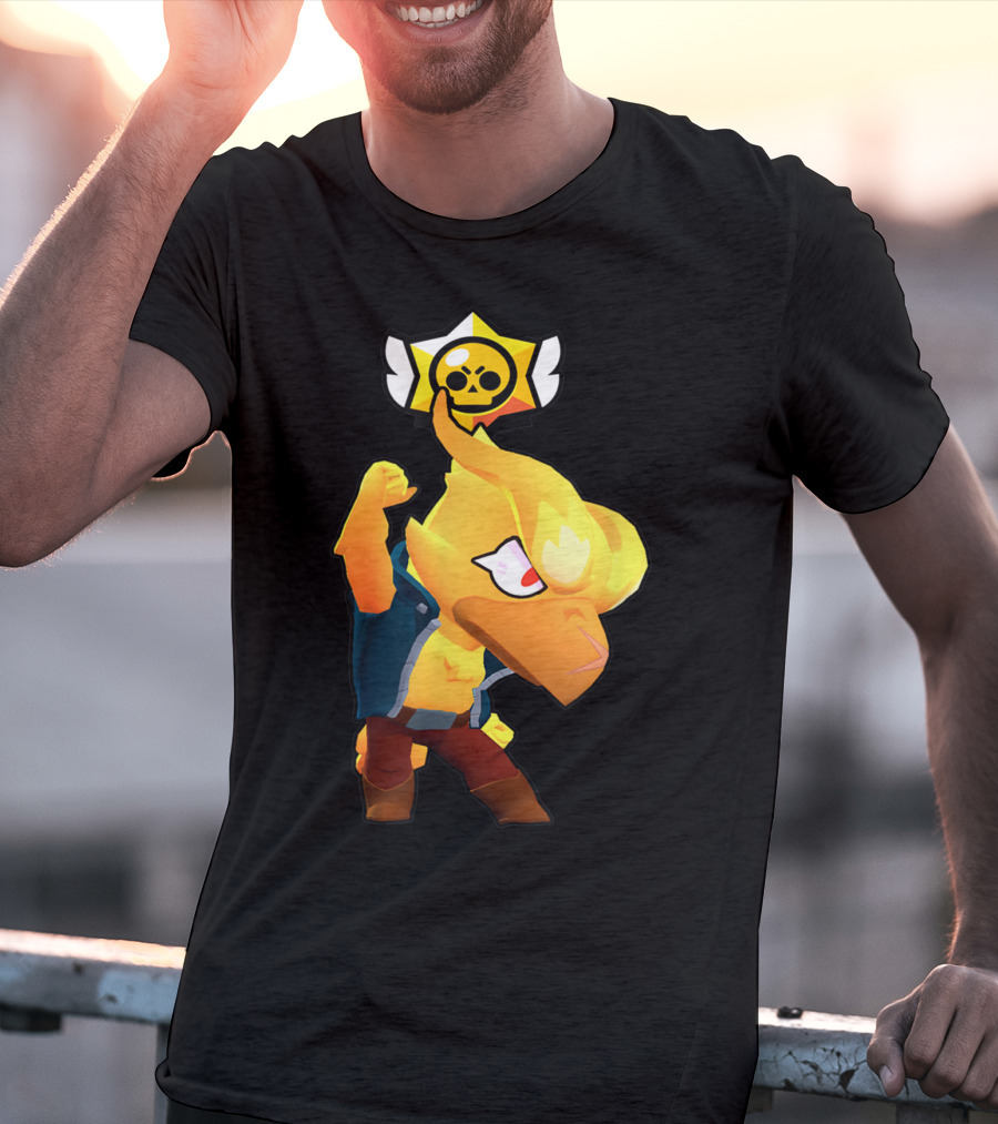 Brawl Stars Crow Character Icon With Skull Star Badge T-Shirt