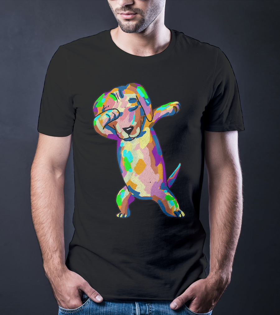 Colorful Dabbing Wiener Dog Funny Dachshund Dab T-Shirt