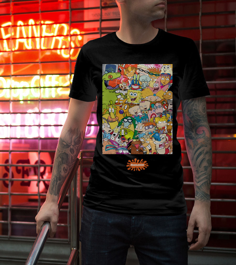 Nickelodeon 90s Cartoon Characters Compilation Group Shot T-Shirt
