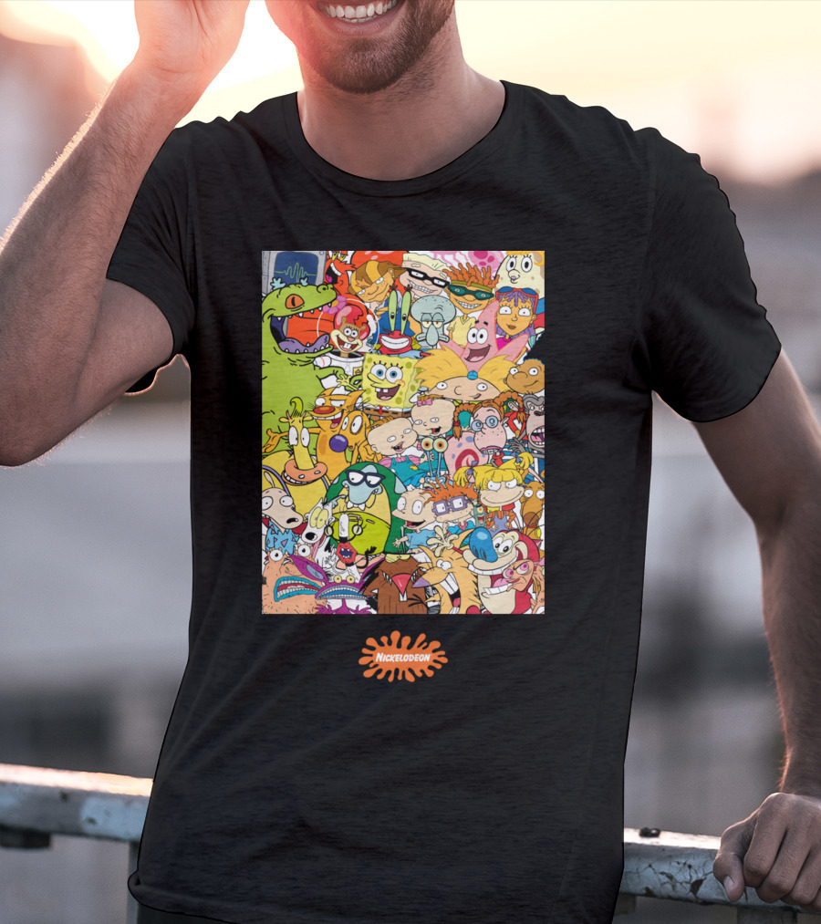 Nickelodeon 90s Cartoon Characters Compilation Group Shot T-Shirt