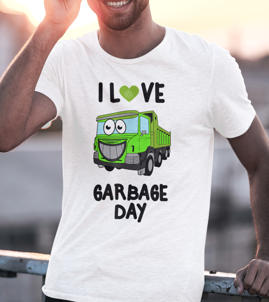 I Love Garbage Day Vintage Style Cartoon Garbage Truck T-Shirt