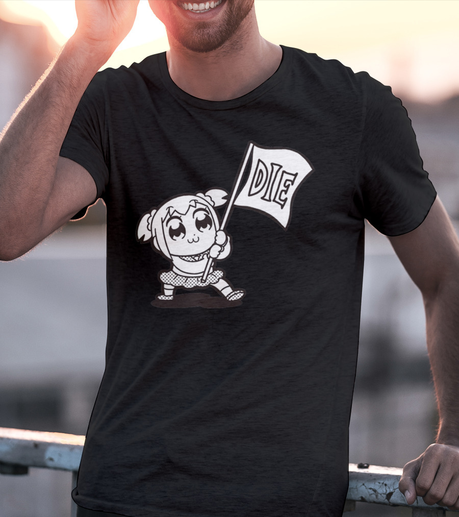 Pop Team Epic Popuko Holding Die Banner T-Shirt