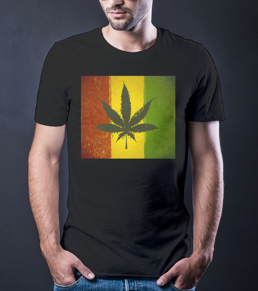 Rasta Jamaican Marijuana Leaf Legalized Pot Flag T-Shirt