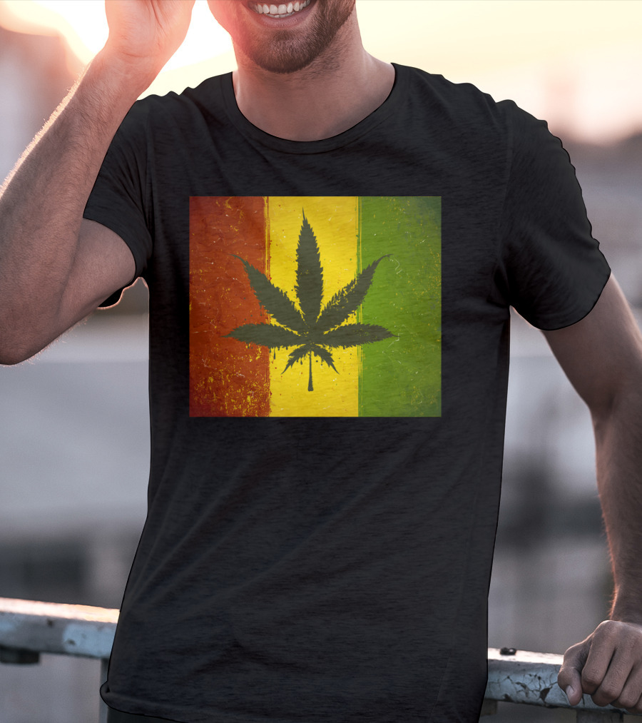 Rasta Jamaican Marijuana Leaf Legalized Pot Flag T-Shirt
