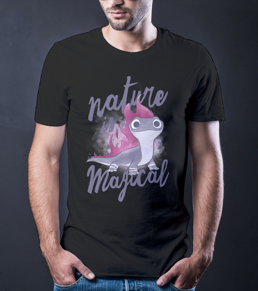 Disney Frozen 2 Salamander Character With Nature Is Magical Text T-Shirt