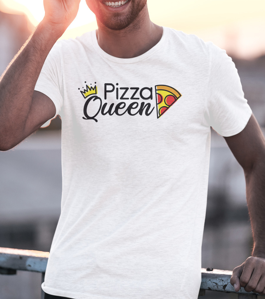 Pizza Queen Girls Women Female Pizza Slice Crown T-Shirt