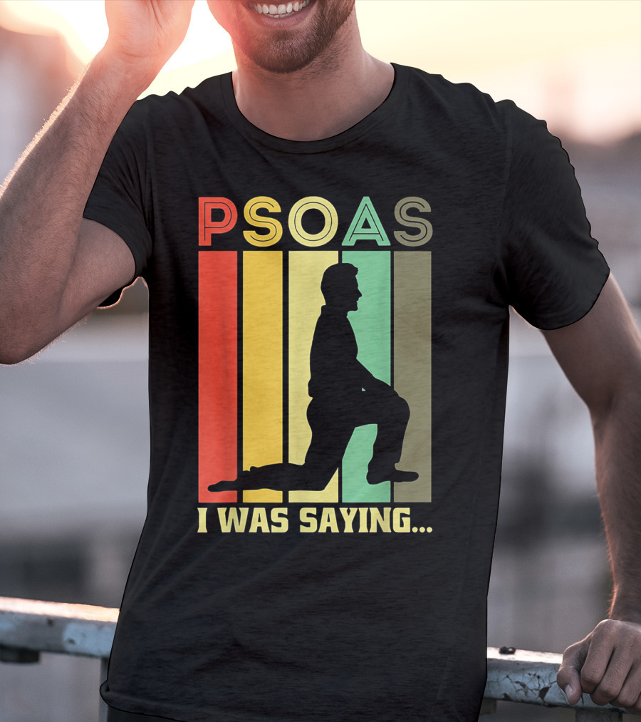 Psoas I Was Saying Retro Silhouette On Color Stripes T-Shirt
