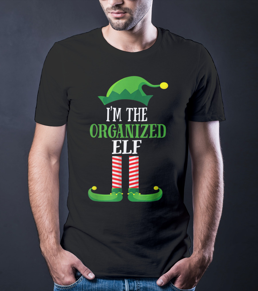 I'm The Organized Elf Festive Hat And Striped Socks Family Group T-Shirt
