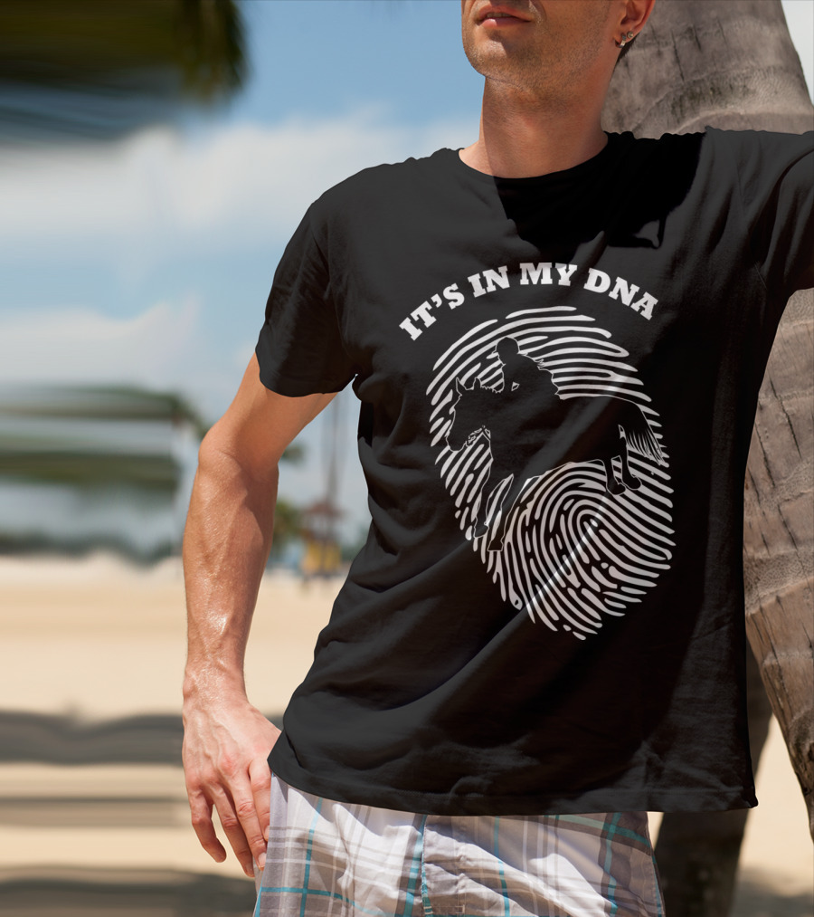 It's In My DNA Equestrian Horse Racer Fingerprint T-Shirt