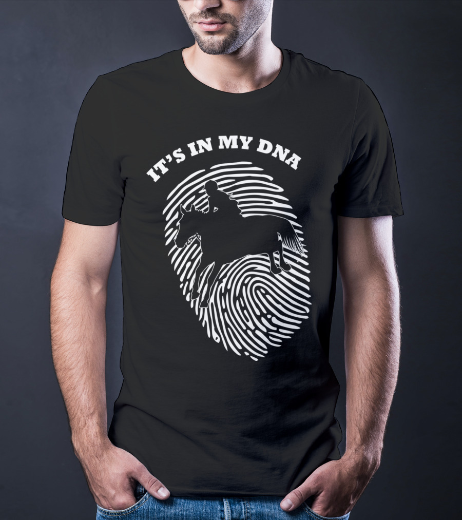 It's In My DNA Equestrian Horse Racer Fingerprint T-Shirt