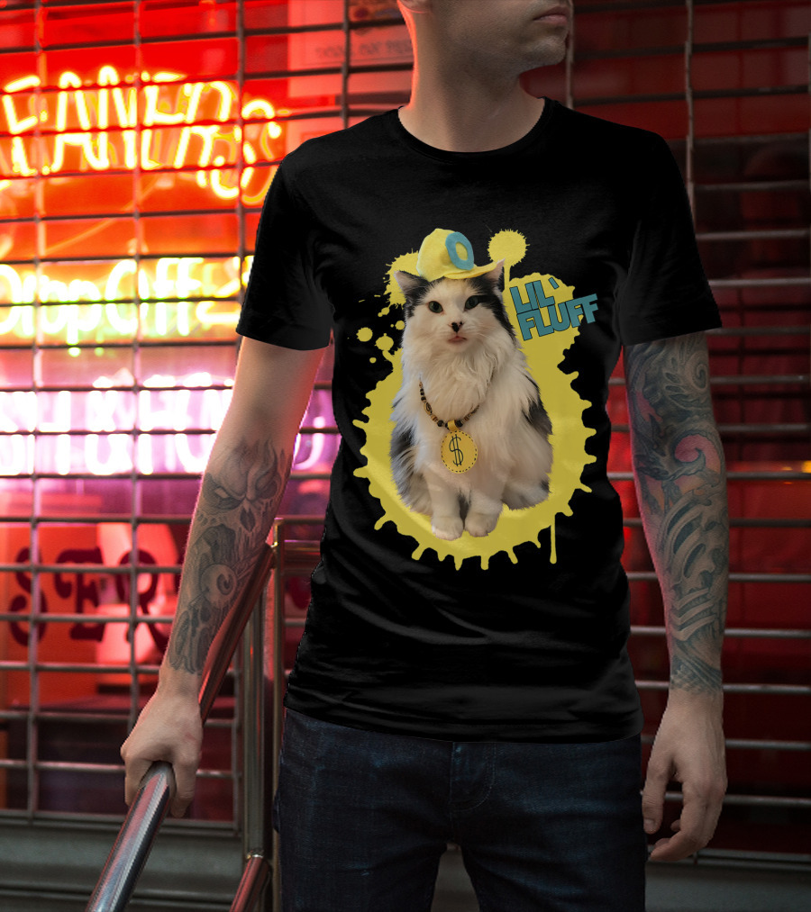 Lil' Fluff Cool Cat With Dollar Sign Necklace And Cap T-Shirt