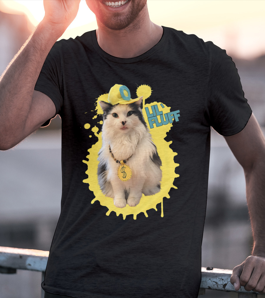 Lil' Fluff Cool Cat With Dollar Sign Necklace And Cap T-Shirt
