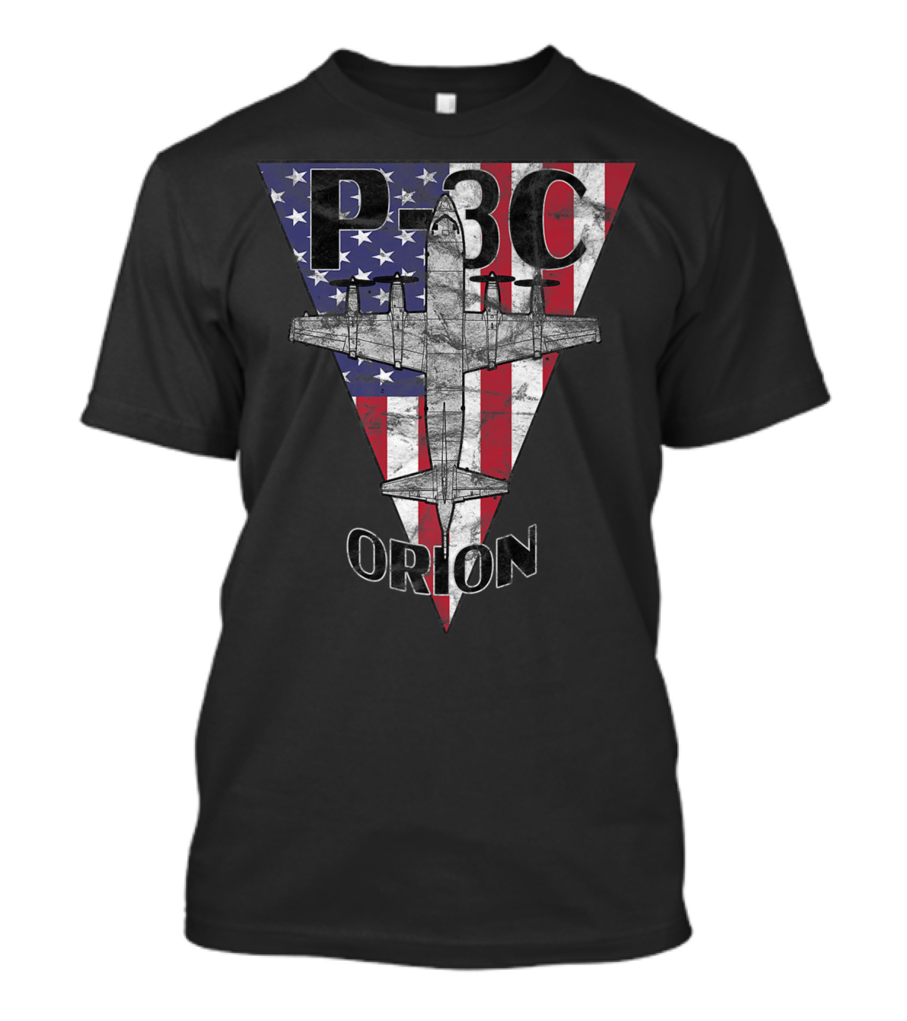 P-3C Orion American Flag Military Airplane T-Shirt