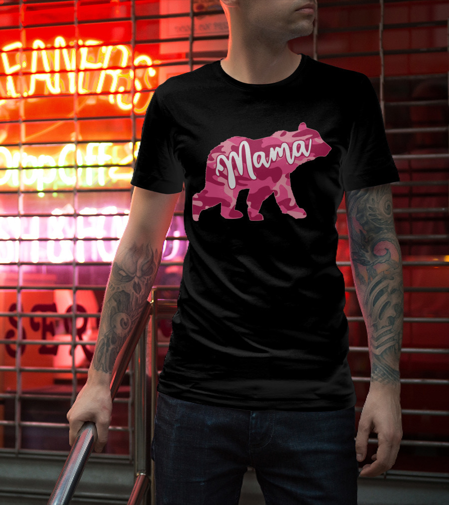Mama Bear Pink Camouflage Camo T-Shirt