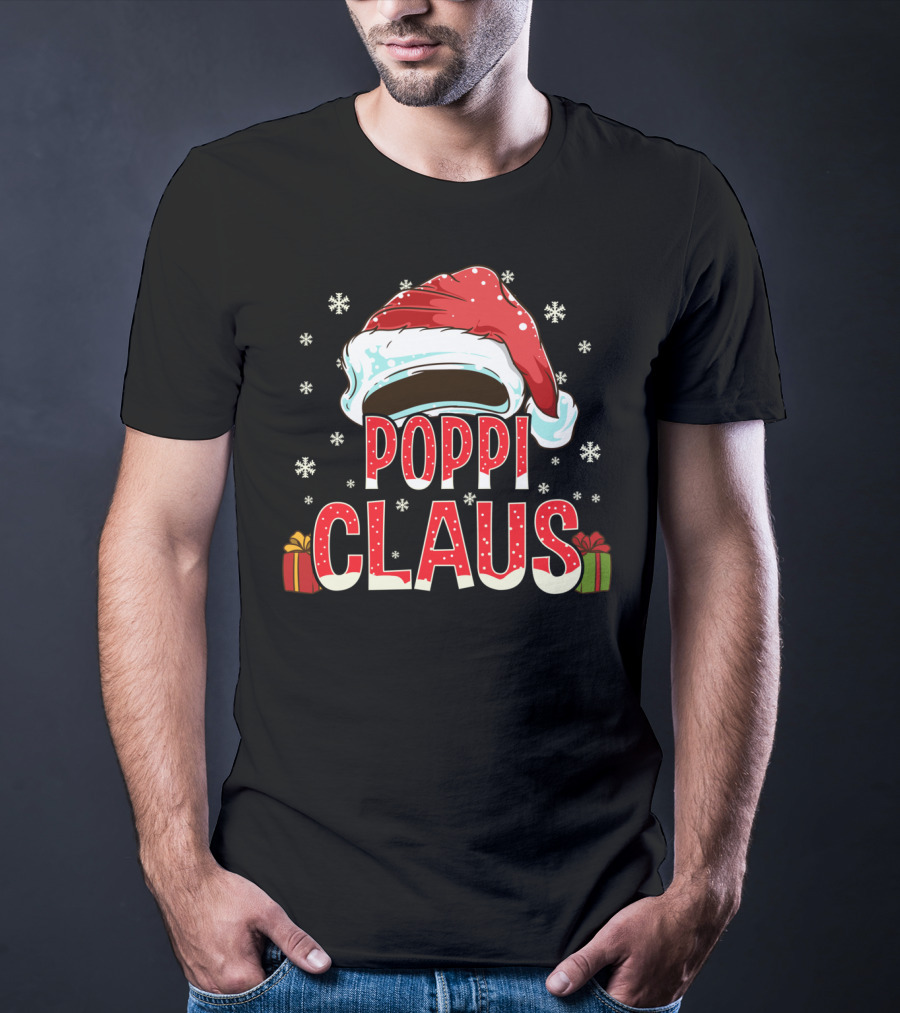 Poppi Claus Santa Hat Snowflakes Christmas Gifts T-Shirt