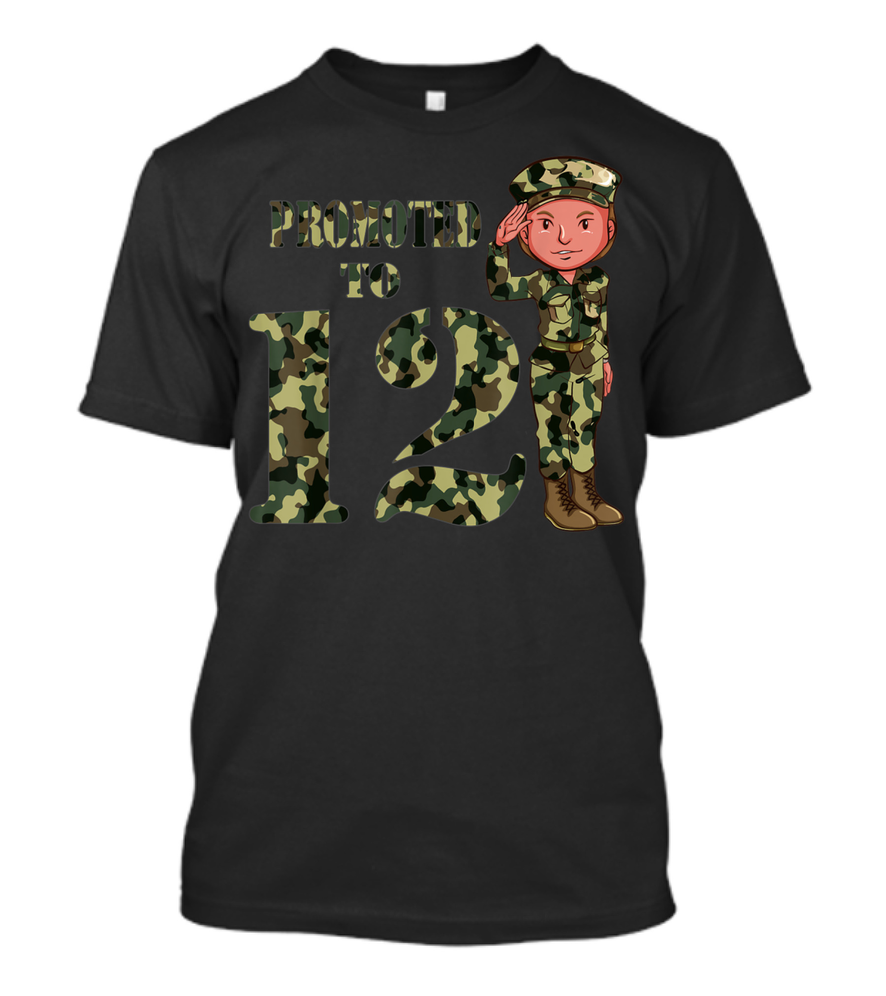 Promoted To 12 Camouflage Salute Birthday T-Shirt