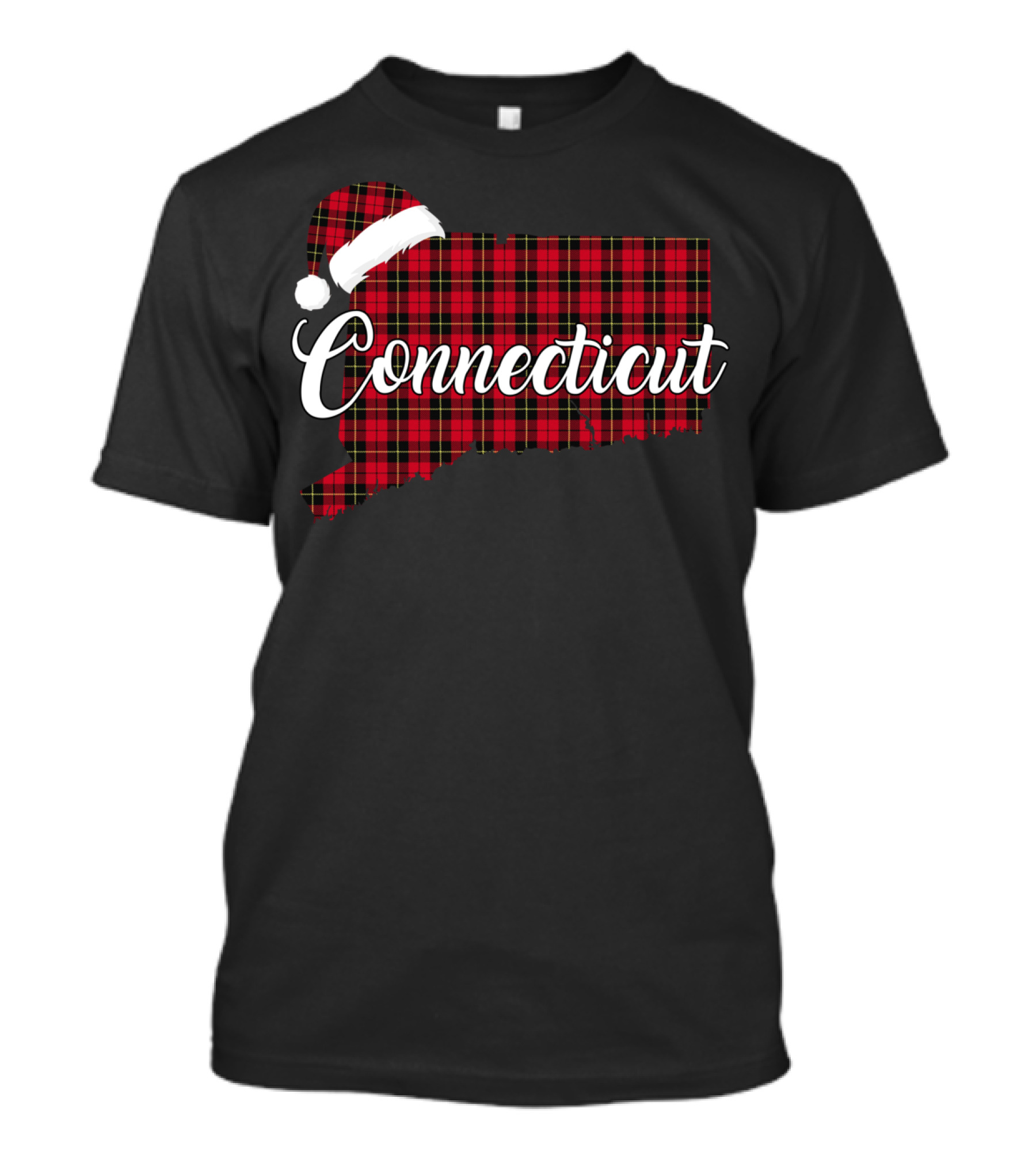 Connecticut Red Buffalo Plaid With Santa Hat Royal Stewart T-Shirt