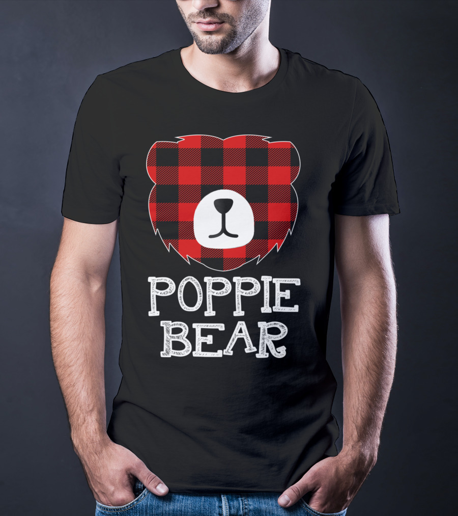 Red Plaid Poppie Bear Buffalo Check T-Shirt