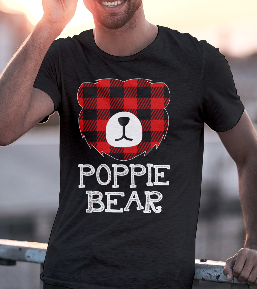 Red Plaid Poppie Bear Buffalo Check T-Shirt