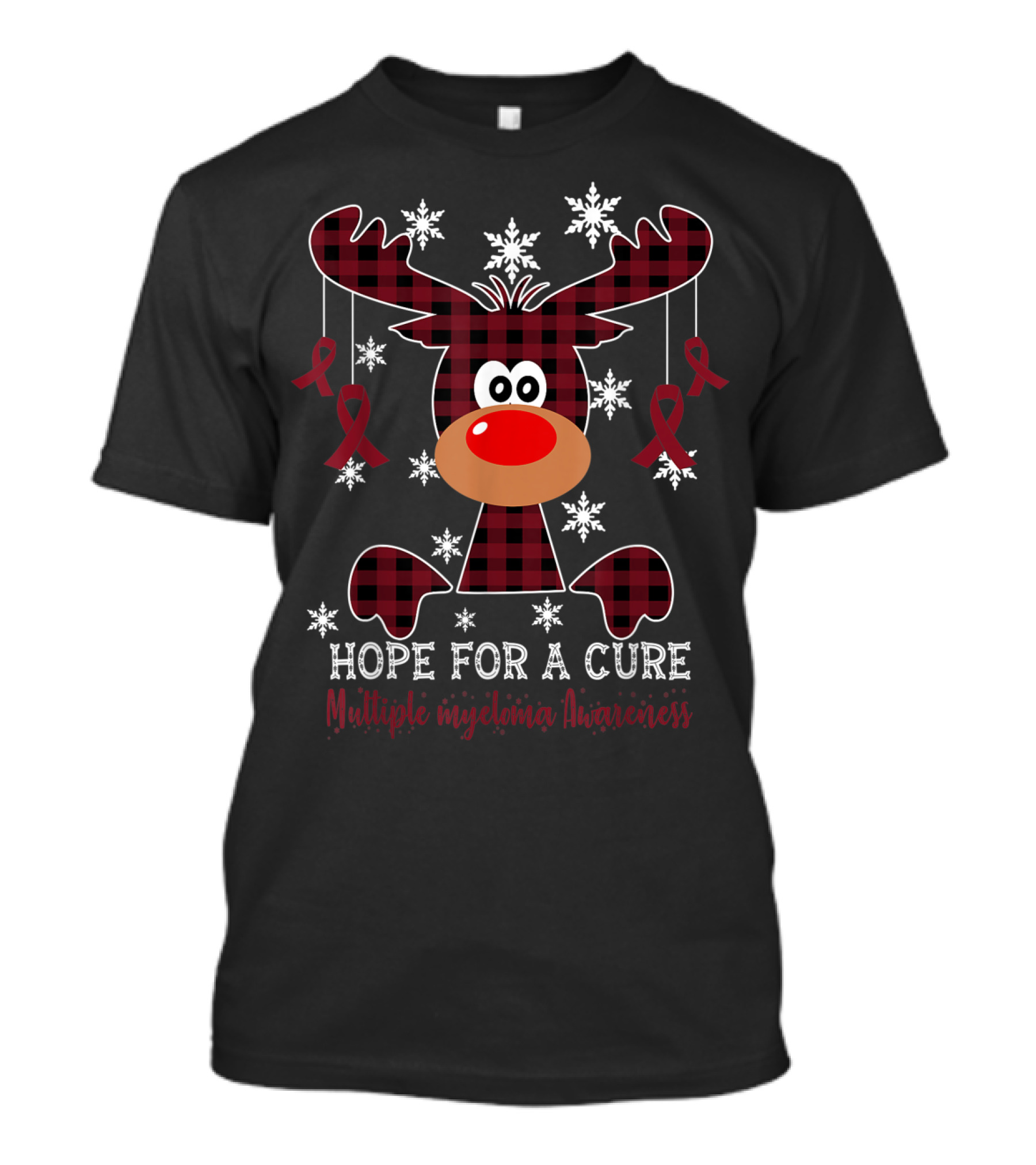 Hope For A Cure Multiple Myeloma Awareness Reindeer With Ribbons T-Shirt