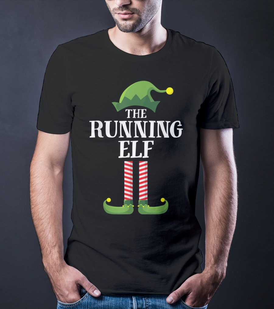 The Running Elf Matching Family Group Christmas Pajamas T-Shirt