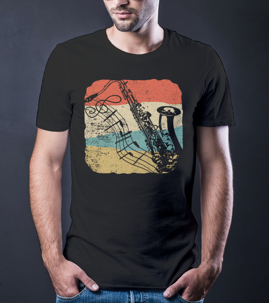 Saxophone Player Jazz Music 70s T-Shirt