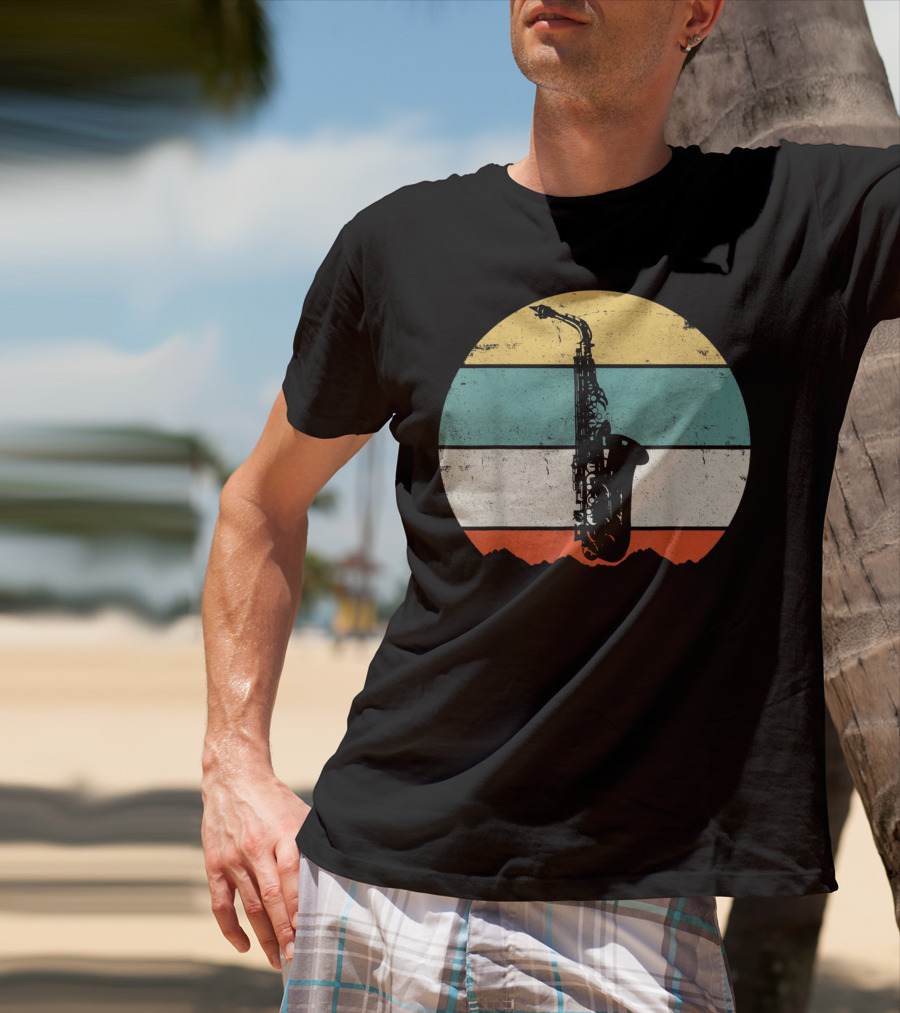 Retro Sunset Saxophone T-Shirt