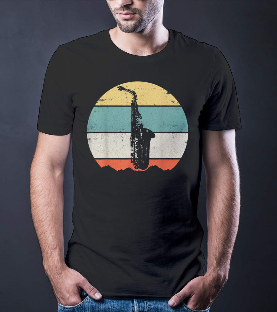 Retro Sunset Saxophone T-Shirt