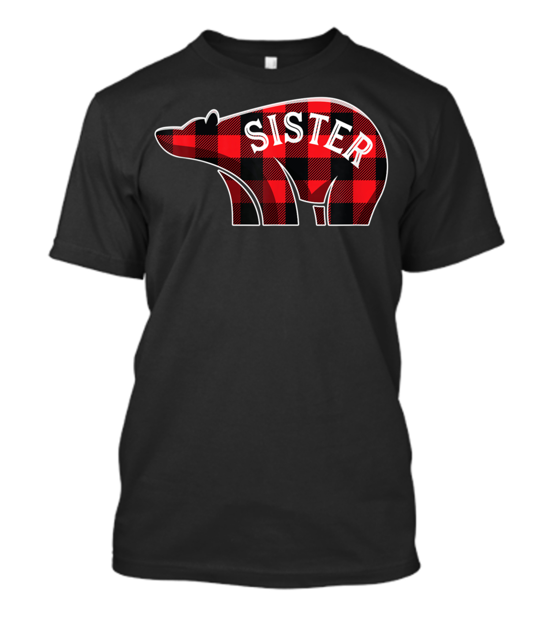 Sister Bear Christmas Plaid Buffalo Family T-Shirt