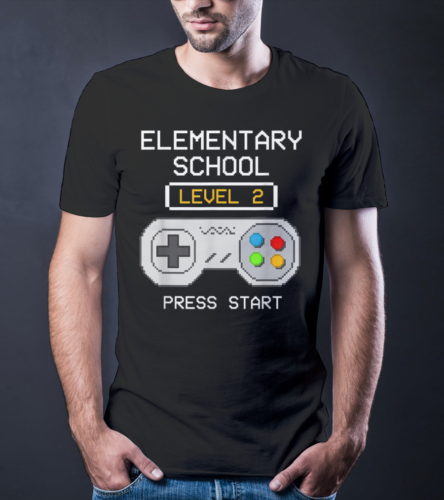 Elementary School Level 2 Press Start Gamer Back To School Game T-Shirt