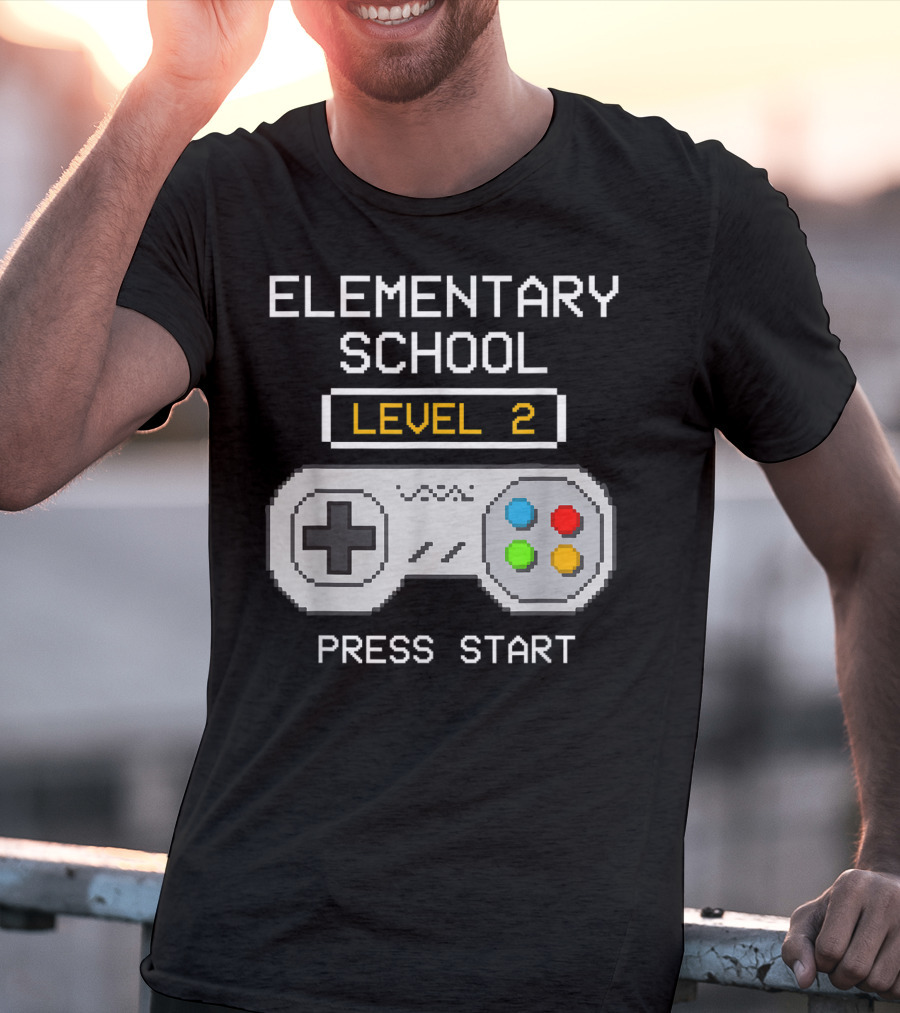 Elementary School Level 2 Press Start Gamer Back To School Game T-Shirt