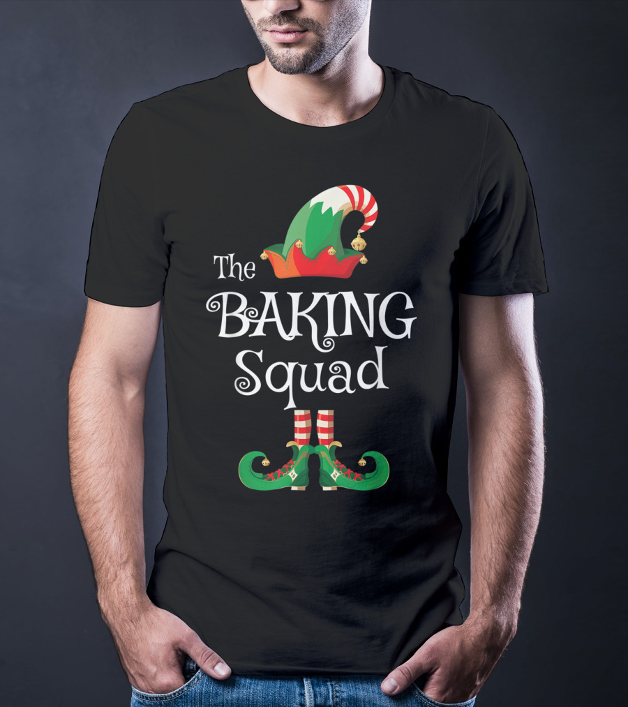 The Baking Squad Funny Elf Hat And Shoes Family Holiday T-Shirt